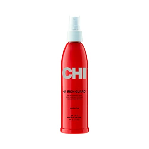 CHI Original Ceramic Hair Straightening Flat Iron |Professional Salon Model Hair Straightener & 44 Iron Guard Thermal Protection Spray, Clear, 8 Fl Oz & Infra Silk Infusion, 6 Fl Oz