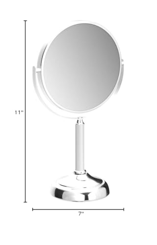 JERDON Two-Sided Tabletop Makeup Vanity Mirror - 10X-1X Magnification & Swivel Design - 6-Inch Diameter Portable Mirror – Polished Chrome Finish - Model JP910CB