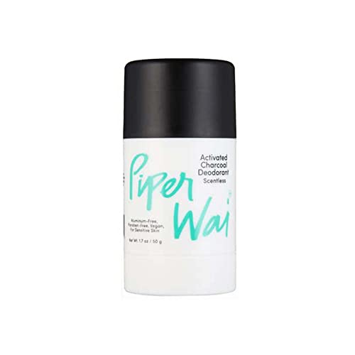 PiperWai Natural Deodorant w/Activated Charcoal | Odor Protection, Vegan, Aluminum Free, Shark Tank Product for Women & Men | Great for Travel, and Gifts | 50g Unscented Stick