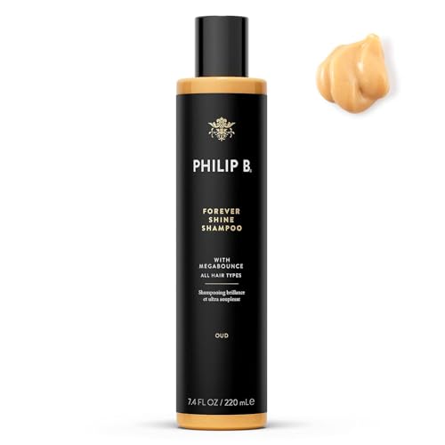 PHILIP B. Forever Shine with Megabounce Shampoo 7.4 oz - Volumizing Cleanser With Notes of Pure Oud Leaves Hair Smooth & Glossy, Reduces Frizz, For All Hair Types