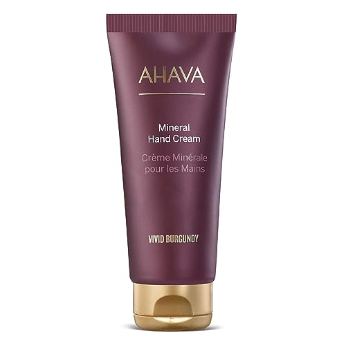 AHAVA Mineral Hand Cream Vivid Burgundy - Luxurious cream for thirsty hands for deep relief & nourishment, maintains smooth & supple hands, with exclusive Dead Sea Mineral blend Osmoter, 3.4 Fl.Oz