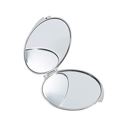 Nacreh Portable Makeup Compact Double Magnifying Mirror Cosmestic Foldable Pocket Style Unique Mother of Pearl Design (Almond Blossom)