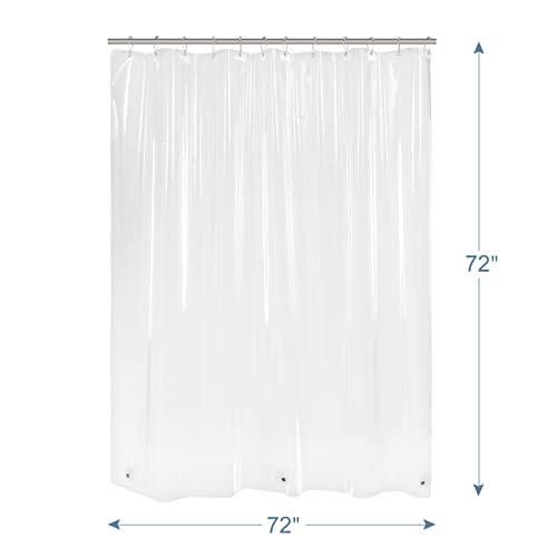 AmazerBath Clear Shower Curtain, 72x72 Plastic Shower Curtain, PEVA Waterproof Shower Curtain, Medium Weight Shower Curtains for Bathroom with 3 Weighted Magnets and 12 Rustproof Grommet Holes