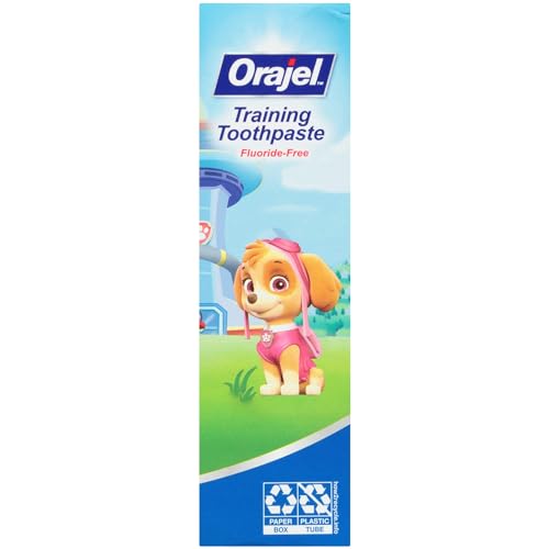 Orajel Kids Paw Patrol Fluoride-Free Training Toothpaste, Natural Fruity Fun Flavor, 1 Pediatrician Recommended, 1.5oz Tube (Pack of 2)