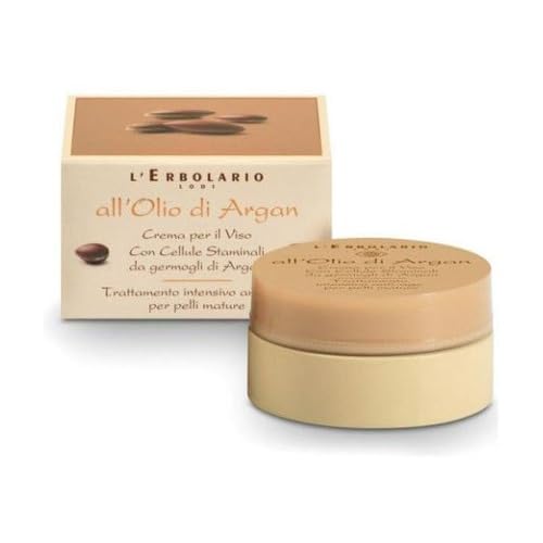 L'Erbolario Argan Oil Face Cream With Stem Cells From Argan Sprouts - Intensive Treatment For Mature Skin - Protects Skin's Firmness - Long Lasting, Youthful Look - Enhances Tissue Elasticity - 1.6 Oz