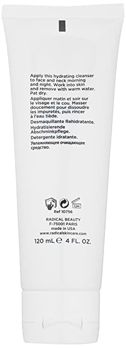 Radical Skincare Hydrating Cleanser- Non-Drying, Gentle Formula | For All Skin Types | Paraben & Cruelty Free (4 Fl Oz)