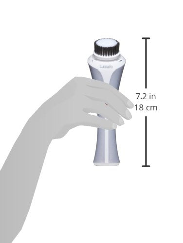 LumaRx Facial Cleansing Brush with 1-Minute Pulsing Timer and LED Speed Indicator Light, Rechargeable and Showerproof, White/Silver