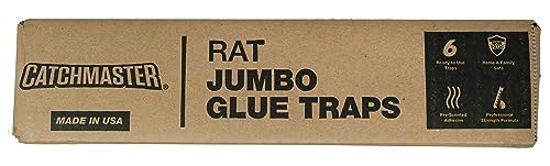 Catchmaster Jumbo Rat & Mouse Glue Traps 6Pk, Large Glue Rat Traps, Mouse Traps Indoor for Home, Pre-Scented Adhesive Plastic Tray for Inside House, Snake, Mice, & Spider Traps, Pet Safe Pest Control