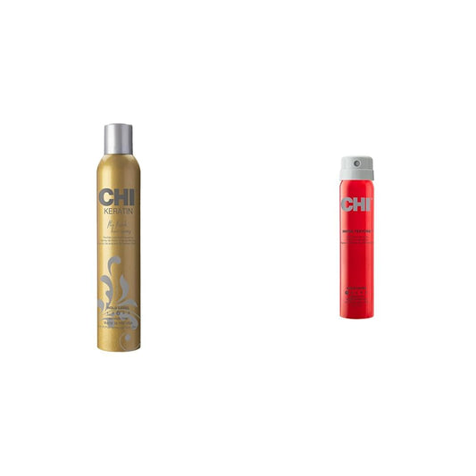 CHI Keratin Flex Finish Hair Spray, 10 oz & Infra Texture Dual Hair Spray, 2.6 oz