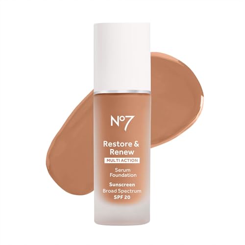 No7 Lift & Luminate Triple Action Serum Foundation - Liquid Foundation Makeup with SPF 15 for a Dewy, Glowy Base - Radiant Serum Foundation for Mature Skin - Dune (1 Fl Oz)