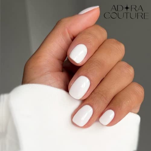 Adora Couture Semi Cured Gel Nail Strips White |30pcs Glossy Solid White Strips Gel Nail Sticker | Gel Nail Stickers with UV Light Required (Simple White)