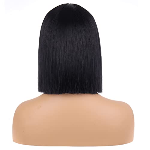 WAVELNM Black Wig Black Bob Wig Short Black Straight Wig Black Wig for Women Girls