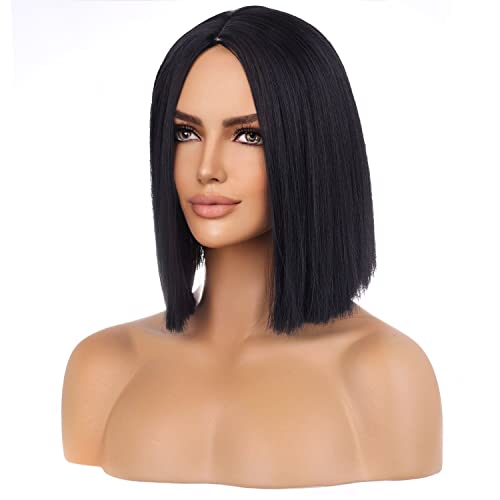 WAVELNM Black Wig Black Bob Wig Short Black Straight Wig Black Wig for Women Girls