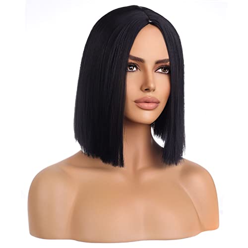 WAVELNM Black Wig Black Bob Wig Short Black Straight Wig Black Wig for Women Girls