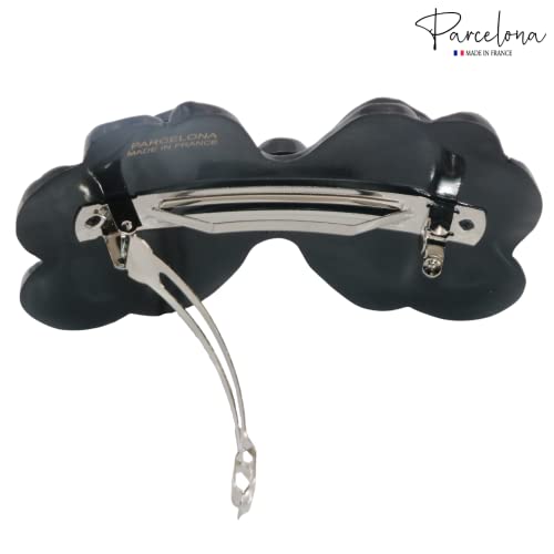 Parcelona French Large Petal 3.5" Celluloid Women Hair Barrette Clip(Black)