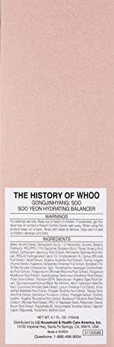 The History of Whoo Gongjinhyang Soo Vital Hydrating Balancer | Excellent Hydrating Effect with Refreshing Sensation | Reconstruct Skin Moisturizing Barrier, Instant Cooling Effect, 150ml