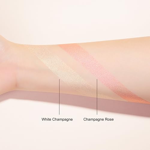 Serseul Highlighter Makeup Palette Highlighter Powder Glossy Glitter Highlight Makeup Palette come with mirror -Whtie Champagne