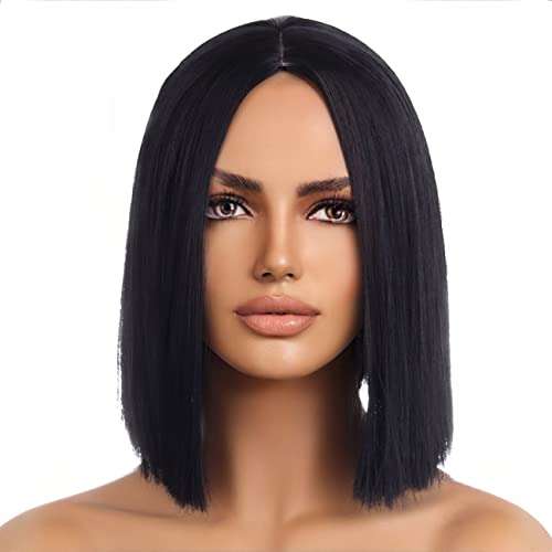 WAVELNM Black Wig Black Bob Wig Short Black Straight Wig Black Wig for Women Girls