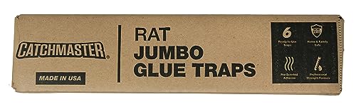 Catchmaster Jumbo Rat & Mouse Glue Traps 6Pk, Large Glue Rat Traps, Mouse Traps Indoor for Home, Pre-Scented Adhesive Plastic Tray for Inside House, Snake, Mice, & Spider Traps, Pet Safe Pest Control