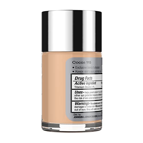 Neutrogena Healthy Skin Liquid Makeup Foundation, Broad Spectrum SPF 20 Sunscreen, Lightweight & Flawless Coverage Foundation with Antioxidant Vitamin E & Feverfew, 115 Cocoa, 1 fl. oz(pack of 2)