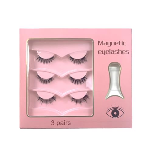 MEIEM Magnetic Lashes Kit with Applicator 3 Pair Reusable Magnetic Eyelashes Natural Look No Glue Needed Magnetic Eyelashes