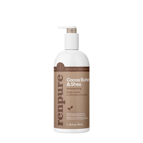 Renpure Cocoa Butter & Shea Butter Ultra-Hydrating Body Lotion - Rich & Creamy Formula for Long Lasting Hydration- For Dry to Very Dry Skin - Cocoa Butter and Shea Butter - 24 Fl Oz