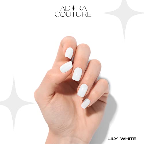 Adora Couture Semi Cured Gel Nail Strips White |30pcs Glossy Solid White Strips Gel Nail Sticker | Gel Nail Stickers with UV Light Required (Simple White)