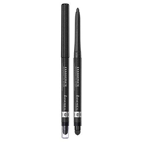 Rimmel London Exaggerate Waterproof Eye Definer Eyeliner, Highly Pigmented, Long-Wearing, Built-In Smudger, 263, Starlit Black, 0.01oz (Pack of 4)