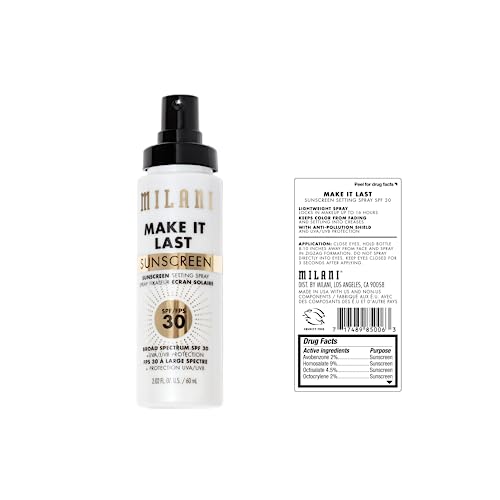 Milani Make It Last Sunscreen - Sunscreen Setting Spray with SPF 30 - Makeup Primer and Setting Spray with SPF30 Sunscreen, Long Lasting Makeup Finishing Spray - 2 Pack