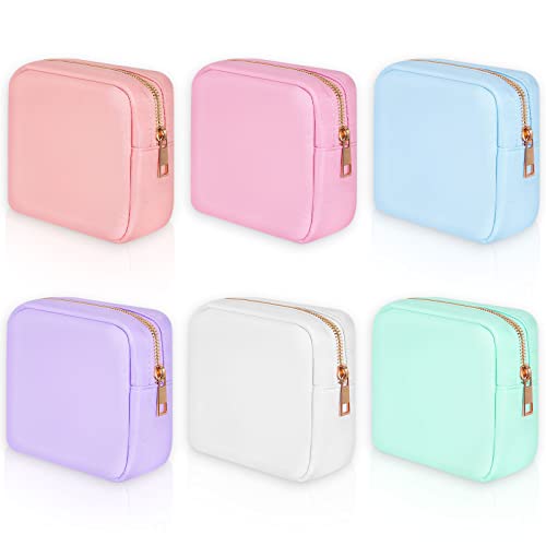 Sweetude 6 Pcs Nylon Makeup Bag Travel Nylon Pouch Zipper Nylon Cosmetic Bag for Purse Women Girls Organizer Makeup Bag for Birthday Wedding Mother's Day Graduation Gifts(Assorted Color, Mini)