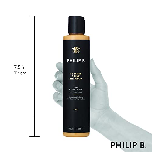 PHILIP B. Forever Shine with Megabounce Shampoo 7.4 oz - Volumizing Cleanser With Notes of Pure Oud Leaves Hair Smooth & Glossy, Reduces Frizz, For All Hair Types