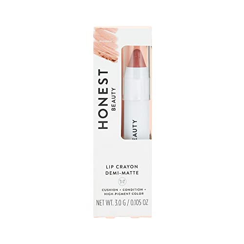 Honest Beauty Lip Crayon-Demi-Matte, Blossom | Lightweight, High-Impact Color with Jojoba Oil & Shea Butter | Paraben Free, Silicone Free, Dermatologist Tested, Cruelty Free | 0.105 oz.