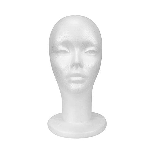 STUDIO LIMITED 11.4 INCH (1 PACK) (NEW) Model Styrofoam Mannequin Head, White Foam Wig, Arts, Craft, DIYs Head Display Hats and Hairpieces, Mask - for Home, Salon and Travel