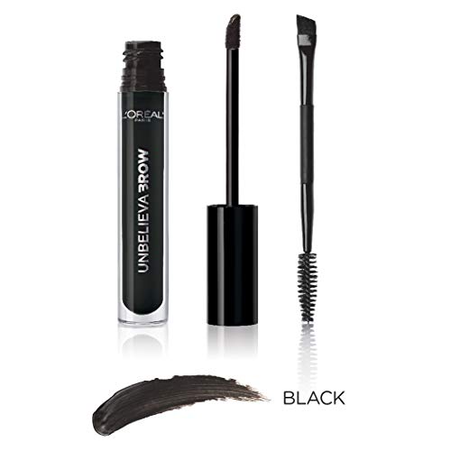 L'Oreal Paris Unbelieva-Brow Longwear Waterproof Tinted Brow Gel, Smudge-resistant, Transfer- Proof, Quick Drying, Easy and quick application with precise brush, Black, 0.15 fl. oz.