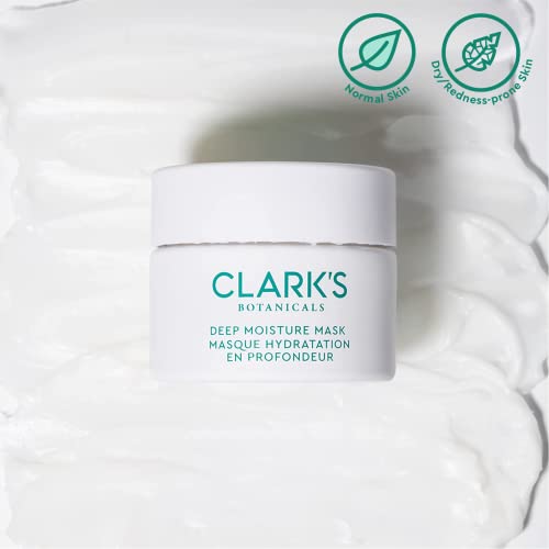 Clark's Botanicals Deep Moisture Mask, Target Dryness, Redness & Inflammation, Stimulate Collagen Production, All Skin Types, 2-in-1 Moisturizer & Invisible Mask, 1.7 Oz