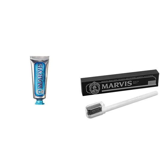 Marvis TSA Approved Aquatic Mint Toothpaste, 1.3 oz & Soft Toothbrush