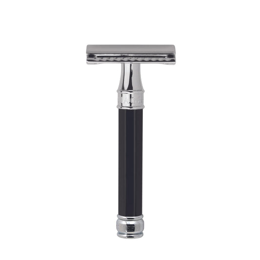 Edwin Jagger Double Edge Safety Razor With Long Handle (Black Octagonal)