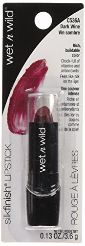 wet n wild Silk Finish Lipstick, Hydrating Rich Buildable Lip Color, Formulated with Vitamins A,E, & Macadamia for Ultimate Hydration, Cruelty-Free & Vegan - Dark Wine