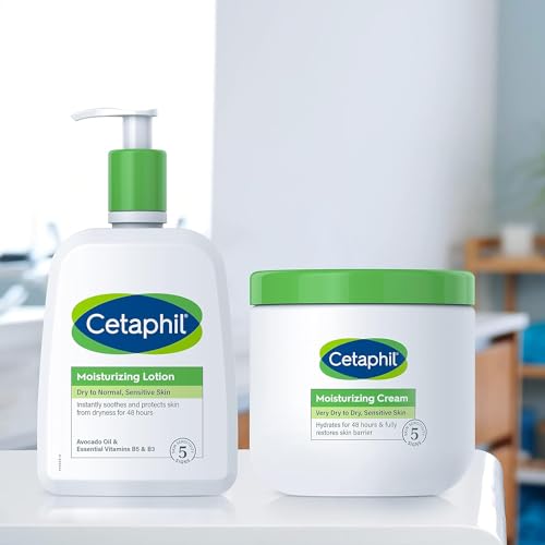 Cetaphil Face & Body Moisturizer, Hydrating Moisturizing Lotion for All Skin Types, Suitable for Sensitive Skin, NEW 8 oz Pack of 3, Fragrance Free, Hypoallergenic, Non-Comedogenic