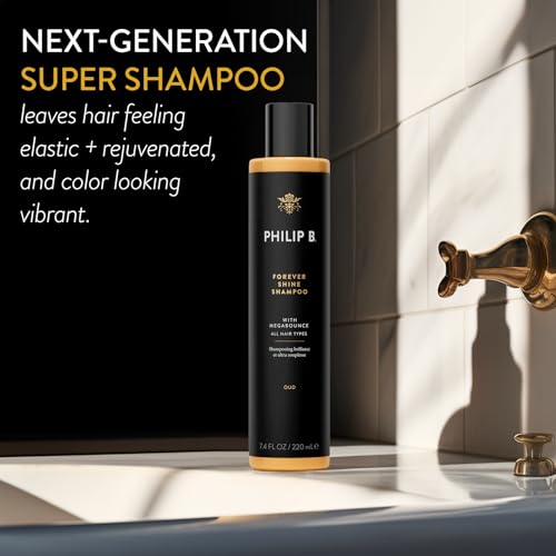 PHILIP B. Forever Shine with Megabounce Shampoo 7.4 oz - Volumizing Cleanser With Notes of Pure Oud Leaves Hair Smooth & Glossy, Reduces Frizz, For All Hair Types