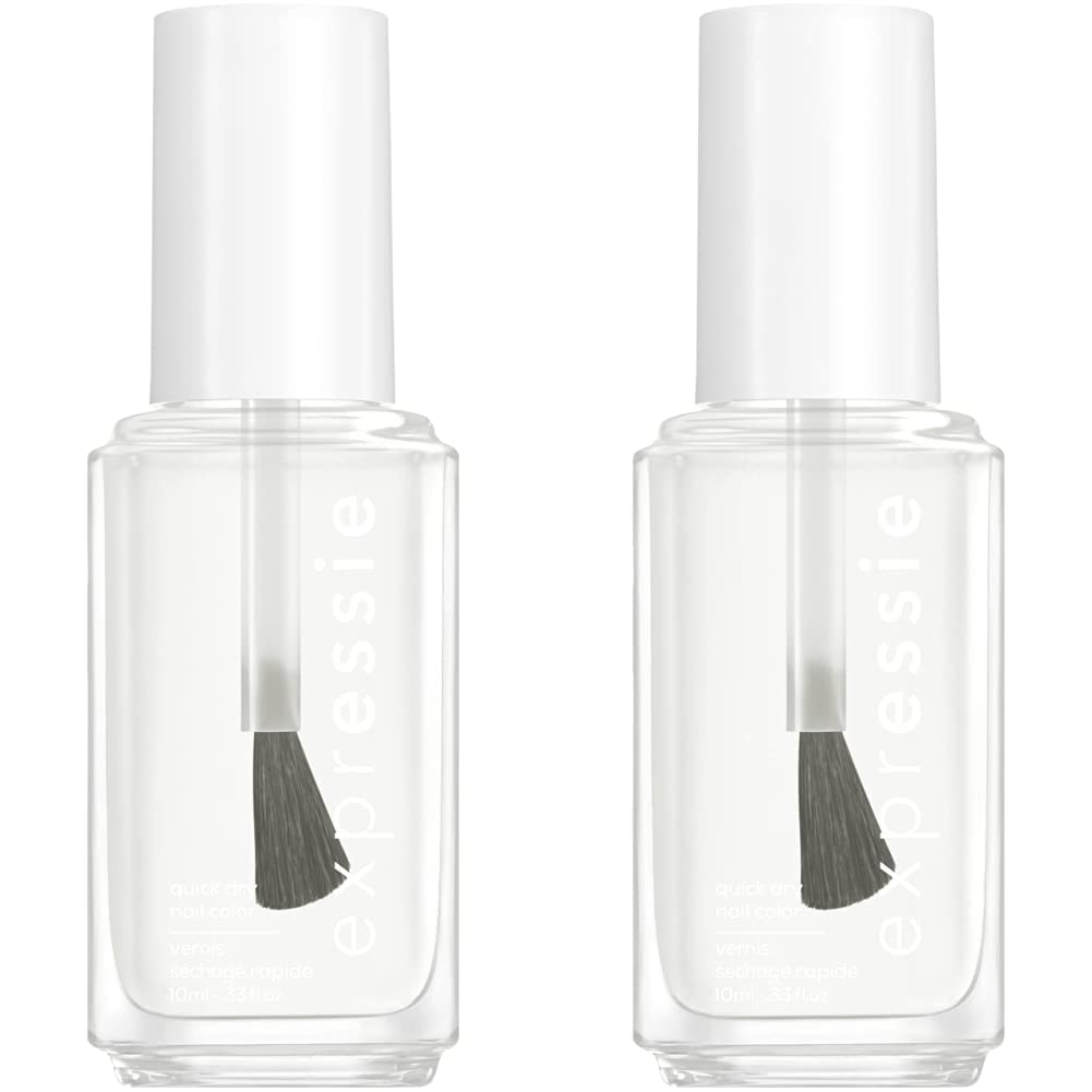 Essie expressie, Quick-Dry Nail Polish, 8-Free Vegan, Clear, Always Transparent, 0.33 fl oz (Pack of 2)