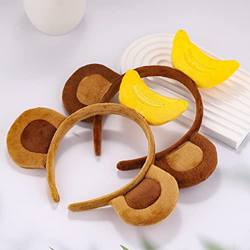 2PCS Cartoon Hair Accessories Lovely Banana Monkey Ears Hairband Festive Funny Props Hair Clips Animal Large Ear Headband