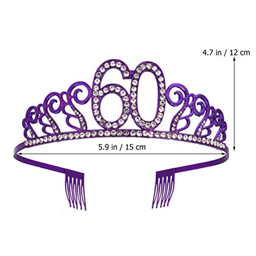 Beaupretty Womens Headbands Rhinestone Number, Elegant Crystal Birthday Princess Tiara with Comb Cake Decoration Accessories for Women Girls (Purple 60) Bride Gifts