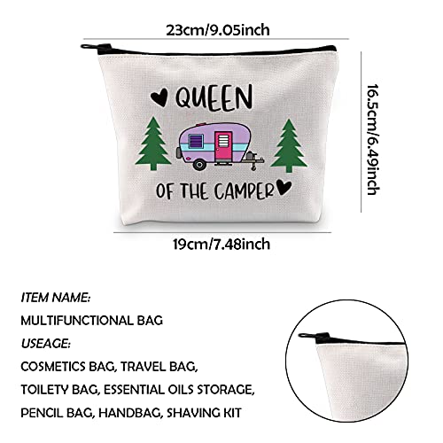 WCGXKO Camping Gift Queen Of Camper Zipper Pouch Makeup Bag Camper Gift for Women (Queen Of Camper)