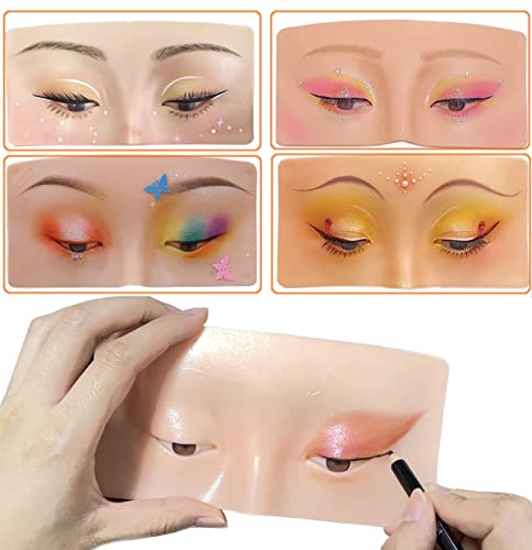 Makeup Practice Face Board, 3D Reusable Makeup Mannequin Face Eyeshadow Mannequin, Make up Practice Face with Makeup Kit for Professional Makeup Artists Students and Beginners to Practice Eyes Makeup