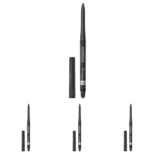 Rimmel London Exaggerate Waterproof Eye Definer Eyeliner, Highly Pigmented, Long-Wearing, Built-In Smudger, 263, Starlit Black, 0.01oz (Pack of 4)