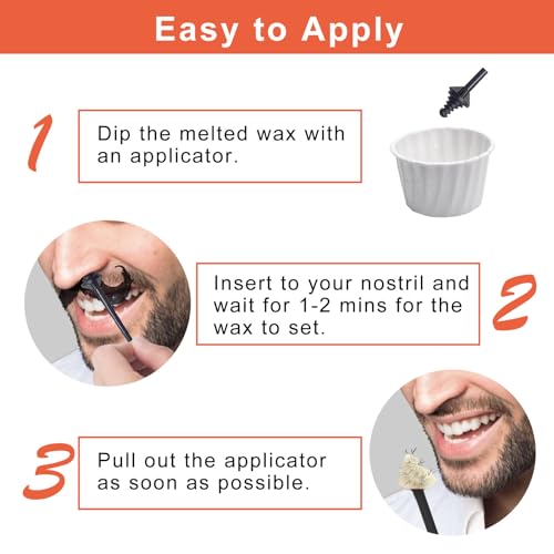 Nose Wax Kit for Men and Women, ANREACHO Nose Hair Waxing Kit for Men, 100g Nose Hair Wax with 20 Applicators 10 sticks, Ear Hair Removal for Men at Home Safe Easy Quick & Painless (15-20 Times Usage)