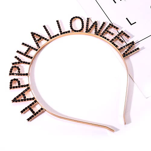 PHALIN Halloween Headbands Rhinestone Ghost Pumpkin Boo Hairbands for Women Costume Party Hair Accessory Gifts (Happy Halloween B)