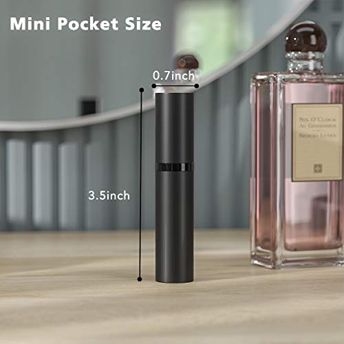 Perfume Atomizer,Refillable Perfume Bottle Atomizer for Travel,Portable Easy Refillable Perfume Spray Pump Empty Bottle Travle essentials for women with 5ml Mini Pocket Size,Travle Gifts (Black)