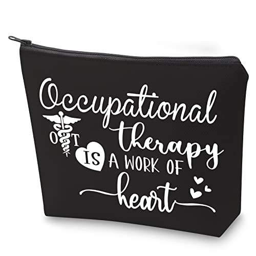 ZJXHPO OT Survival Kit OT Appreciation Gift Occupational Therapy is a Work of Heart Cosmetic Bag OT Graduation Gift (OT tote bag)